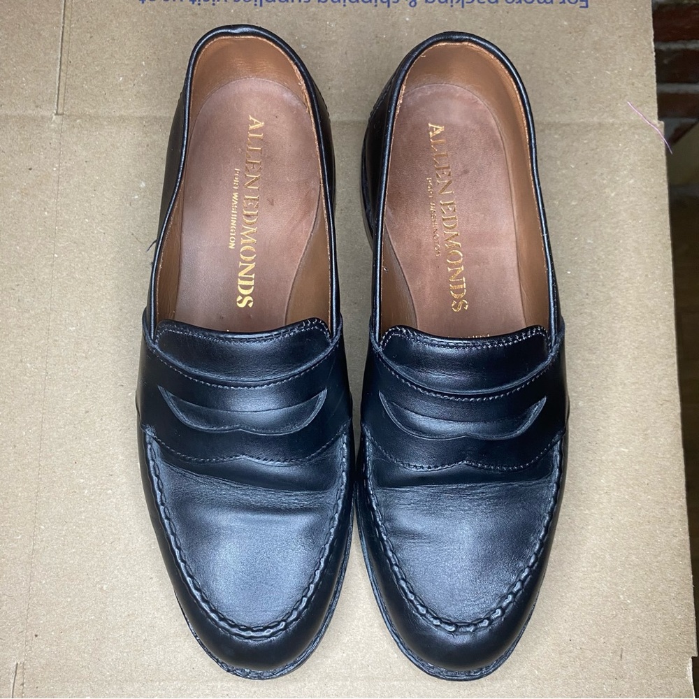 ALLEN EDMONDS Randolph Black Leather Sz 6 Mens Penny Loafers - Picture 3 of 12